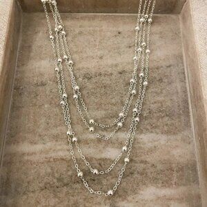 925 Sterling Silver Bead Multi Layer Necklace Statement Necklace Bead Necklace